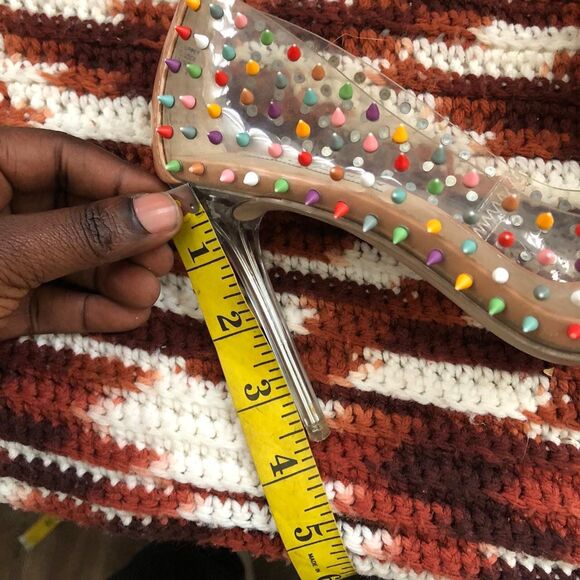 Steve Madden Clear Heels with Multicolor Studs - Picture 6 of 6